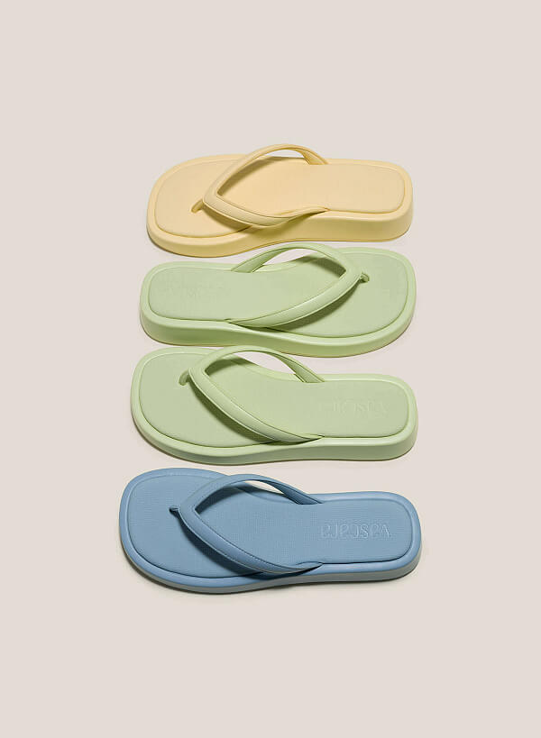 Canvas-Effect Platform Flip Flops - FLI 0192 - Mint - VASCARA