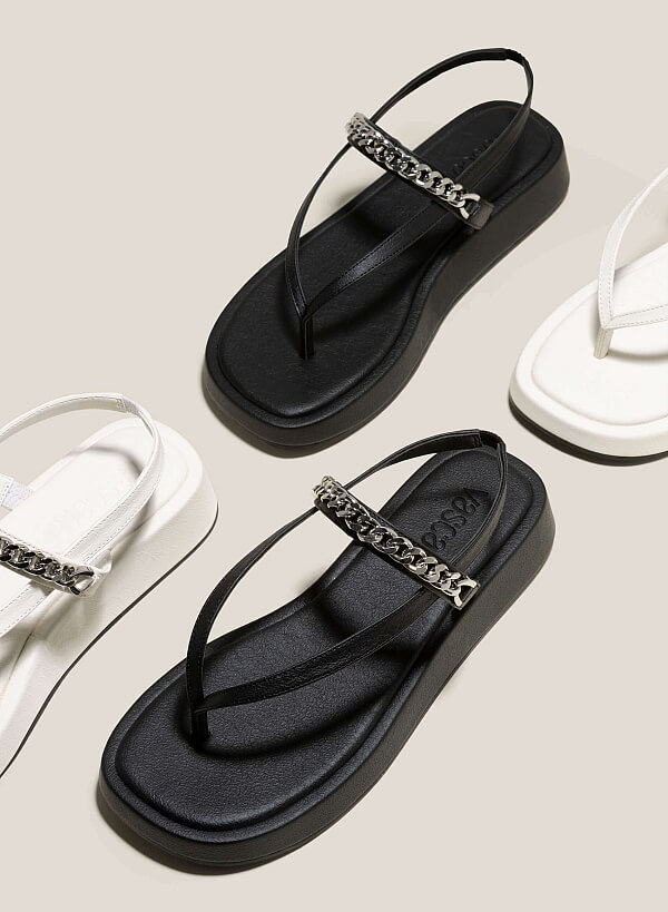 Chain Décor Platform Sandals - SDL 0336 - Black - VASCARA