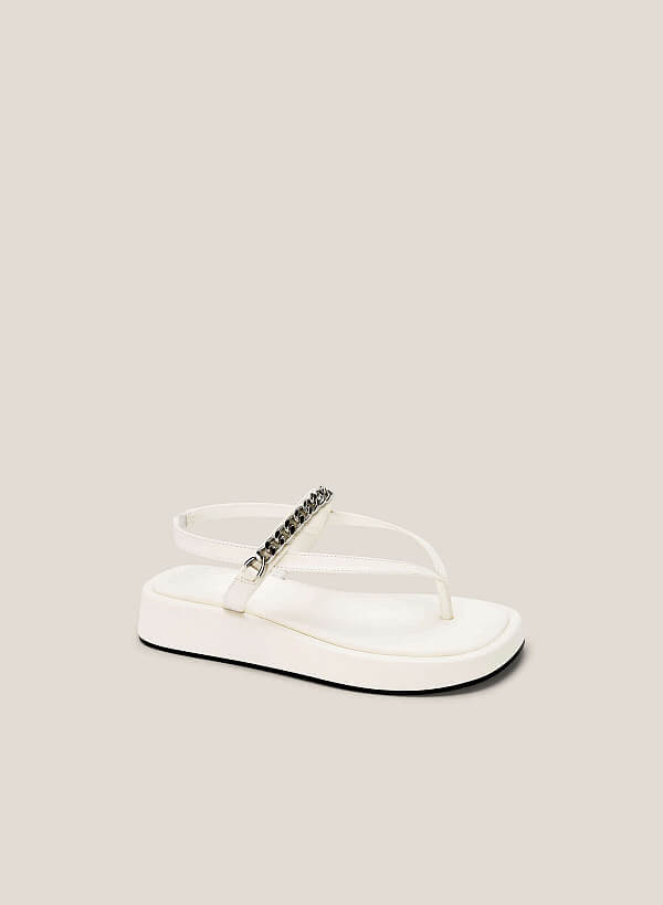 Chain Décor Platform Sandals - SDL 0336 - White - VASCARA