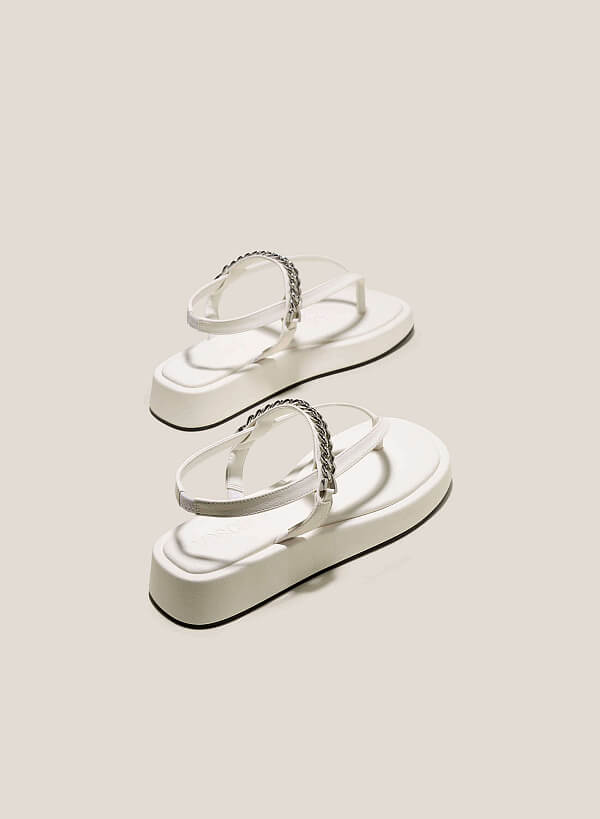 Chain Décor Platform Sandals - SDL 0336 - White - VASCARA