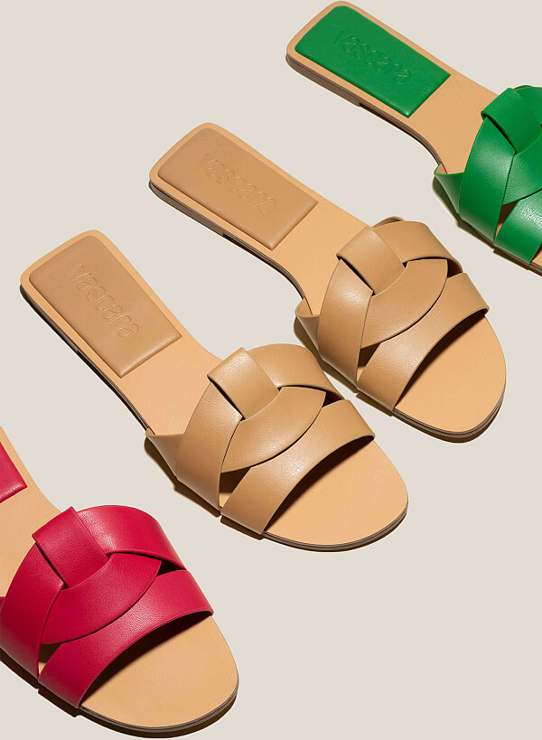 Cross-Strap Slippers - FLI 0191 - Beige - VASCARA