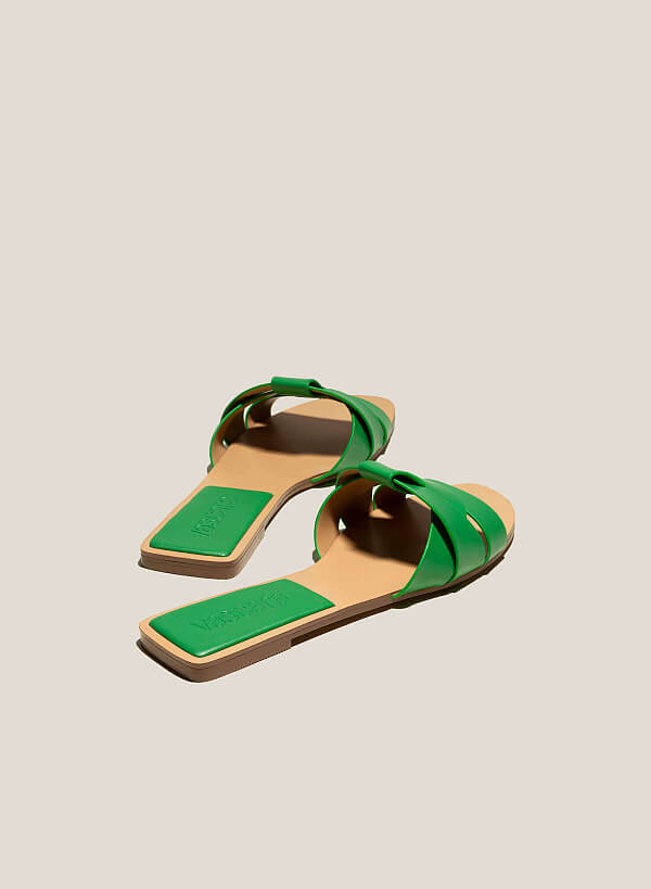 Cross-Strap Slippers - FLI 0191 - Green - VASCARA