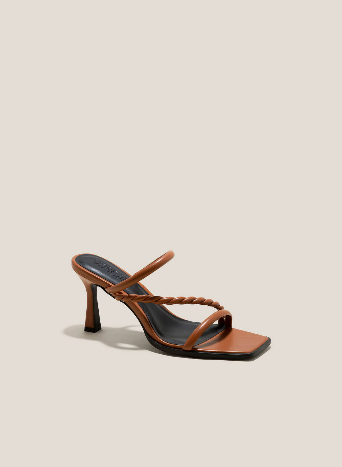 Twisted Straps Square-Toe Mules - MUL 0196 - Brown - VASCARA
