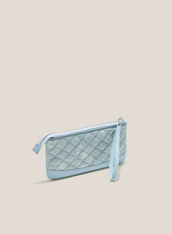 Caro Pattern Quilted Clutch - WLL 0268 - Light Blue - VASCARA