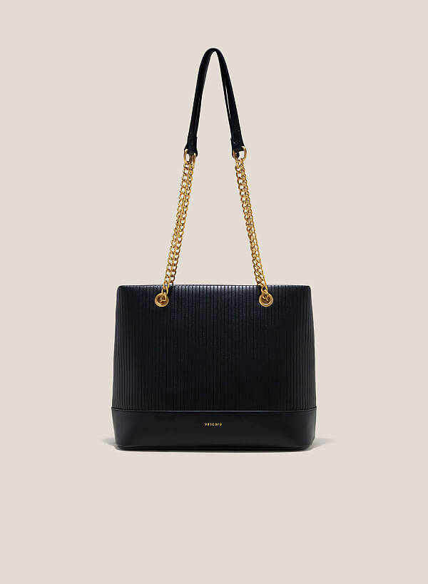 Chain Décor Handle Hobo Bag - TTE 0126 - Black