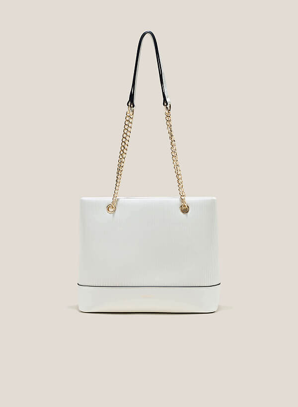 Chain Décor Handle Hobo Bag - TTE 0126 - Cream