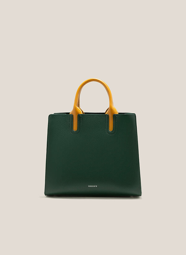 Contrast Color Handle Tote Bag - TTE 0115 - Green