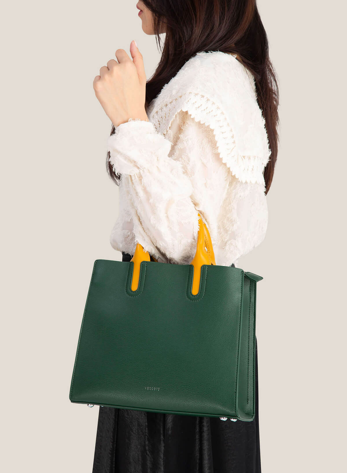 Contrast Color Handle Tote Bag - TTE 0115 - Green - vascara.com
