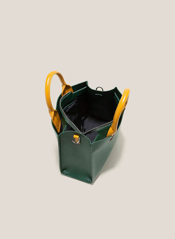 Contrast Color Handle Tote Bag - TTE 0115 - Green - VASCARA