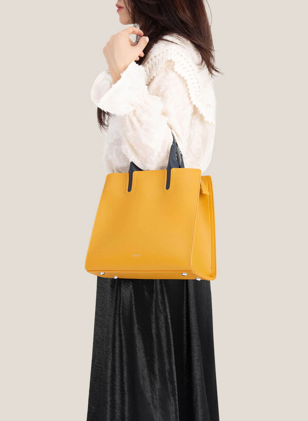 Contrast Color Handle Tote Bag - TTE 0115 - Yellow - vascara.com