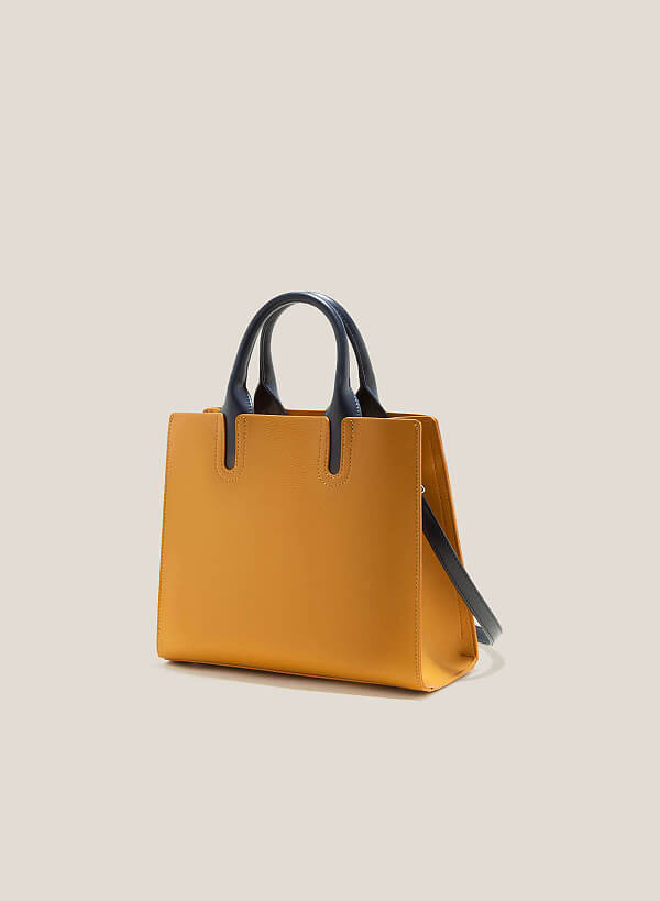 Contrast Color Handle Tote Bag - TTE 0115 - Yellow - VASCARA