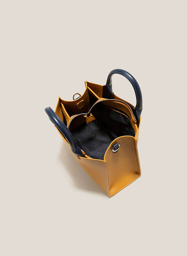 Contrast Color Handle Tote Bag - TTE 0115 - Yellow - VASCARA