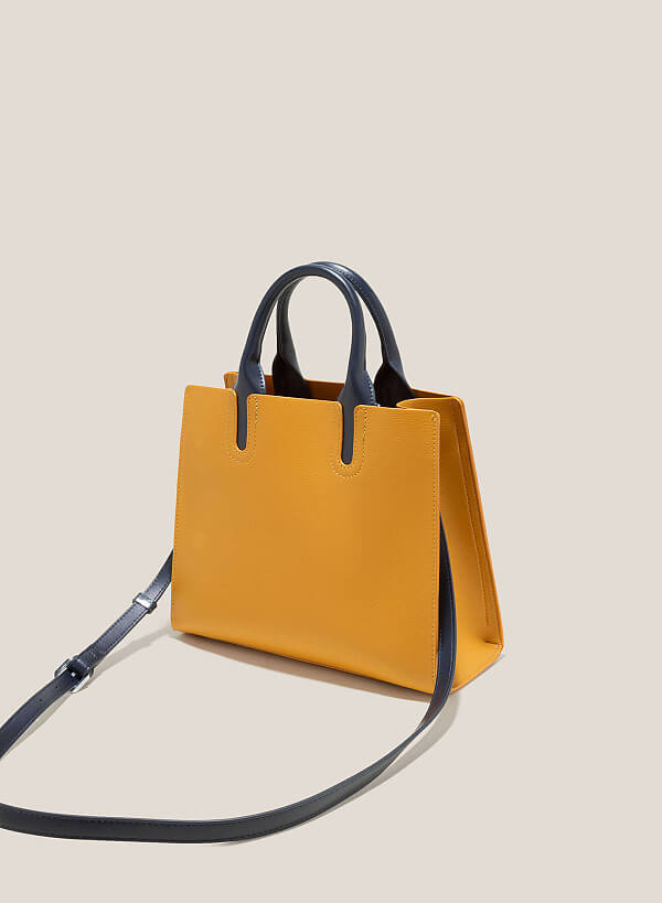 Contrast Color Handle Tote Bag - TTE 0115 - Yellow - VASCARA