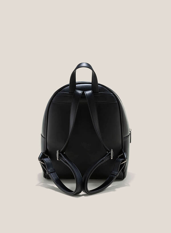 Embossed Side Box Backpack - BAK 0190 - Black - VASCARA