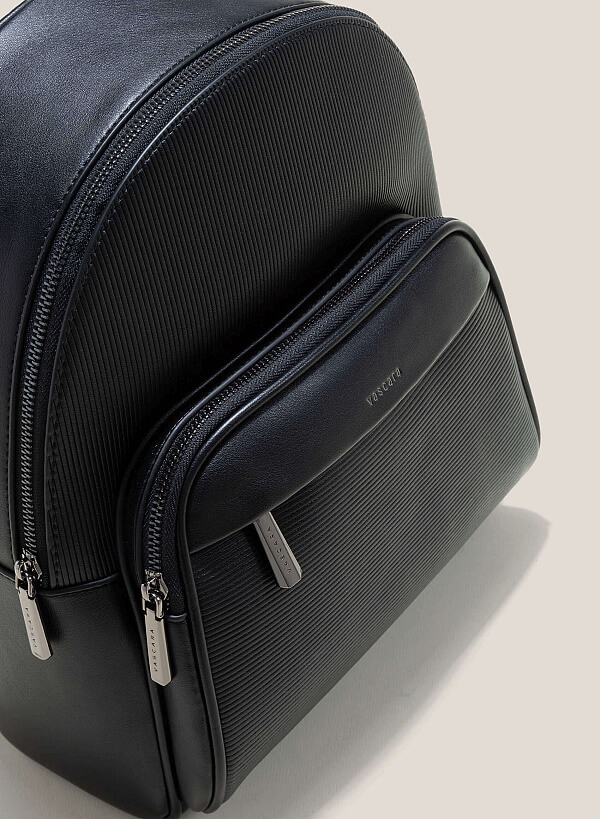 Embossed Side Box Backpack - BAK 0190 - Black - VASCARA