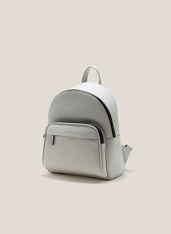 Embossed Side Box Backpack - BAK 0190 - Grey - VASCARA
