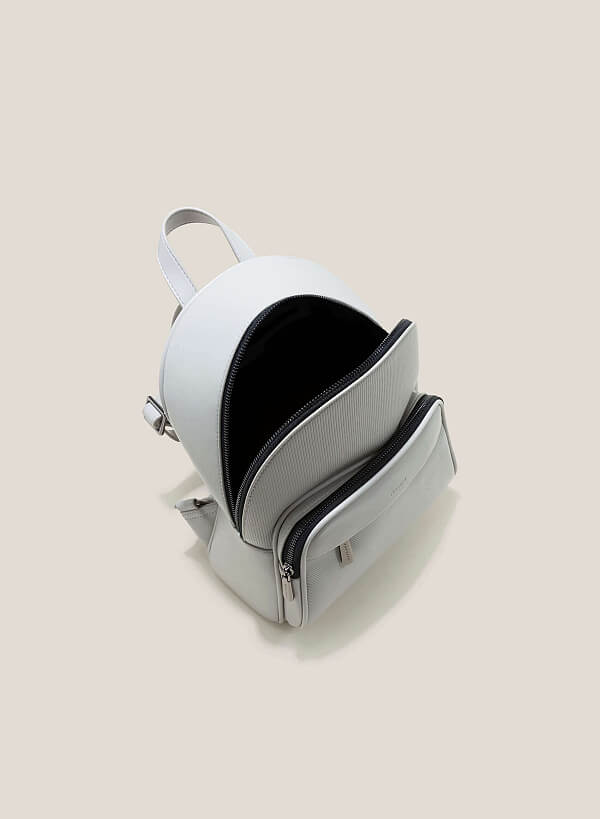 Embossed Side Box Backpack - BAK 0190 - Grey - VASCARA