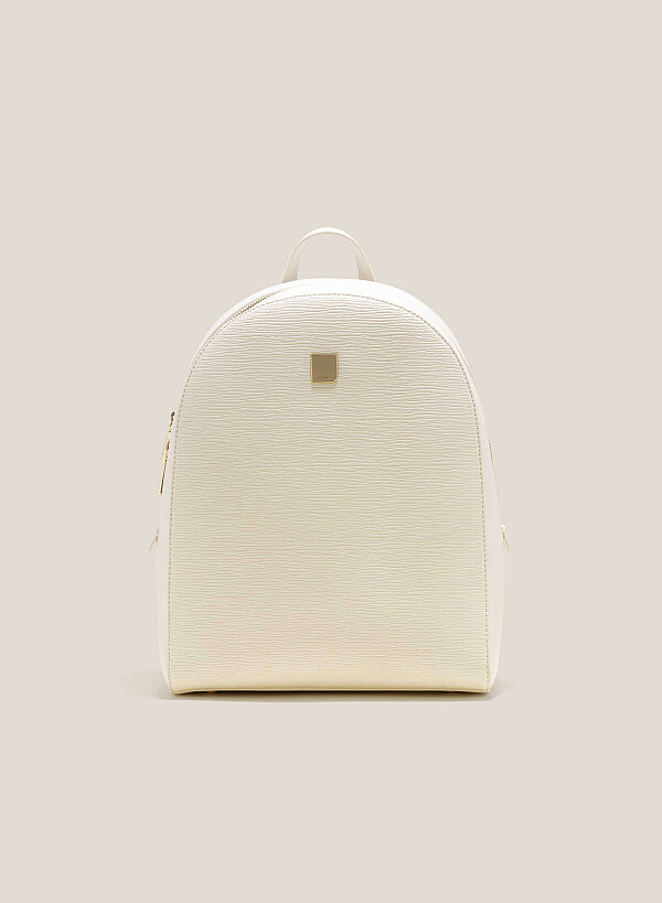 Wood-Pattern Classic Backpack - BAK 0184 - Cream