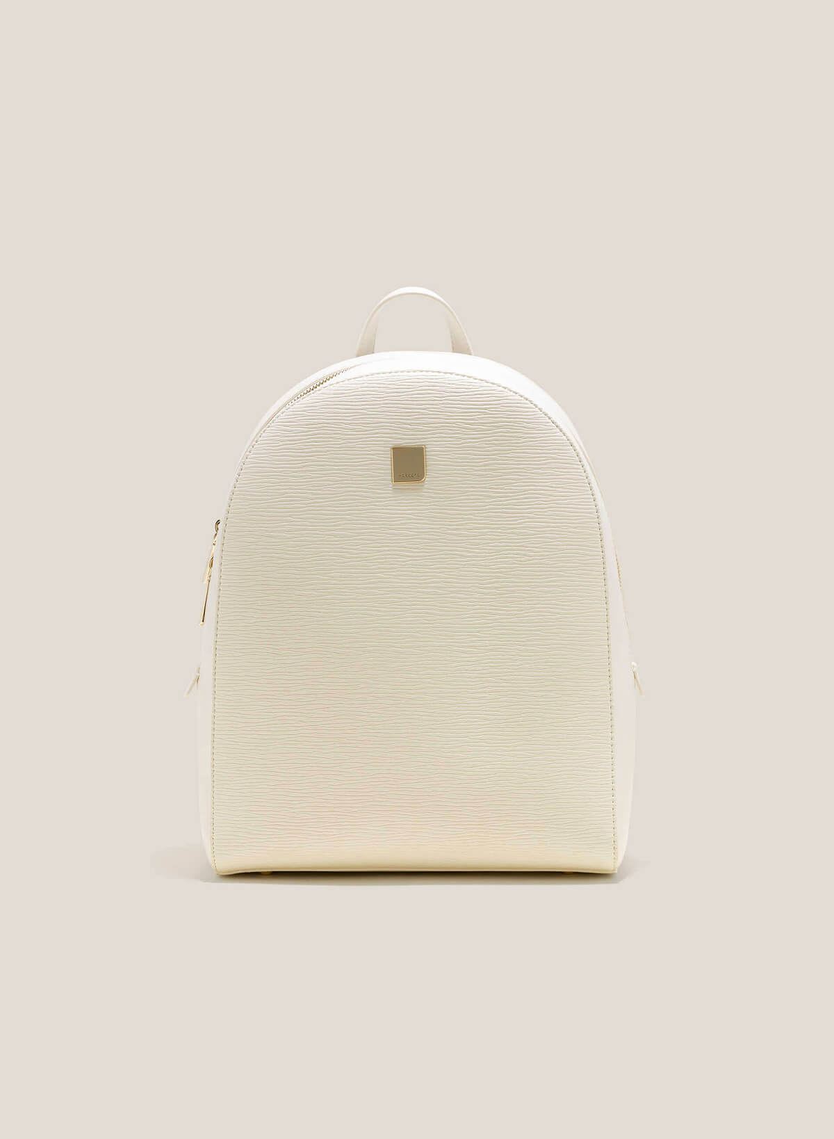 Wood-Pattern Classic Backpack - BAK 0184 - Cream - vascara.com