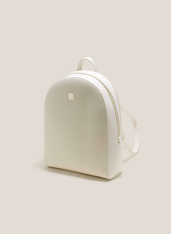 Wood-Pattern Classic Backpack - BAK 0184 - Cream - VASCARA