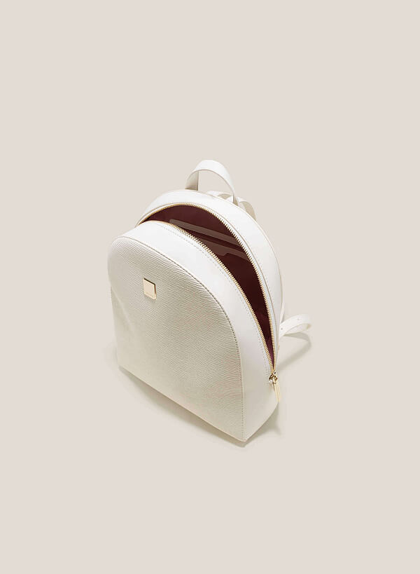 Wood-Pattern Classic Backpack - BAK 0184 - Cream - VASCARA