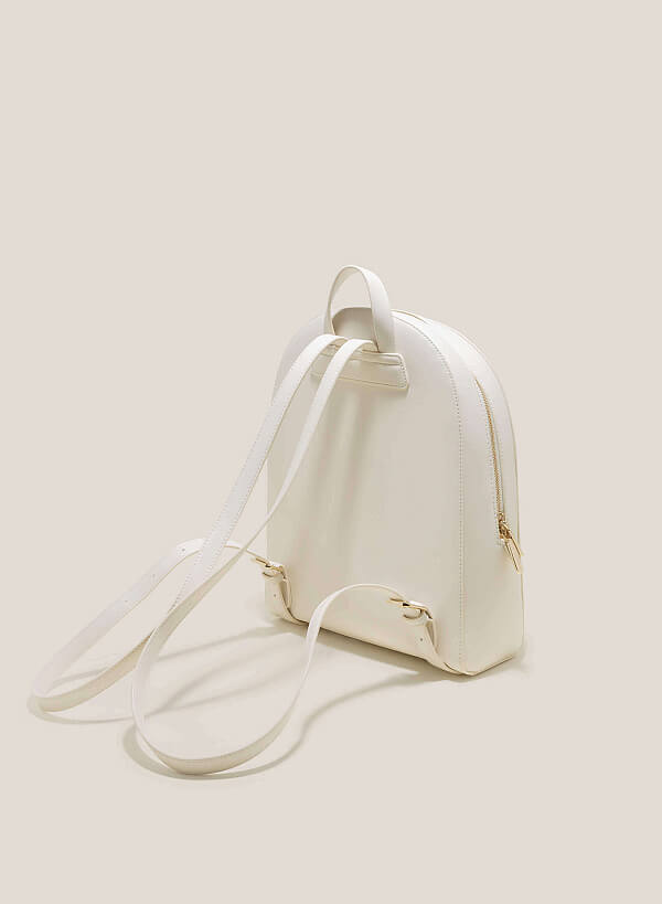 Wood-Pattern Classic Backpack - BAK 0184 - Cream - VASCARA