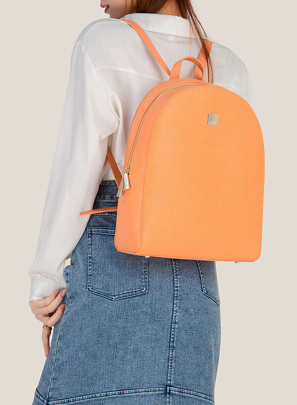 Wood-Pattern Classic Backpack - BAK 0184 - Orange - VASCARA