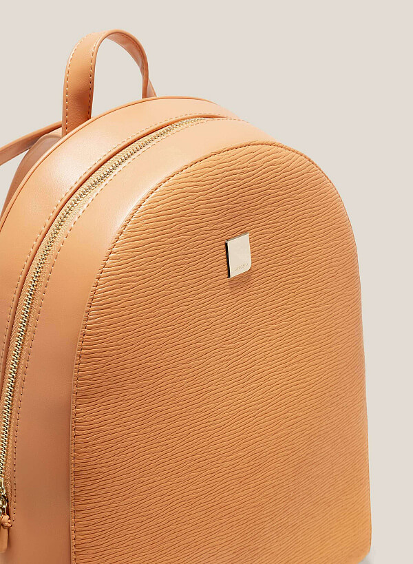 Wood-Pattern Classic Backpack - BAK 0184 - Orange - VASCARA
