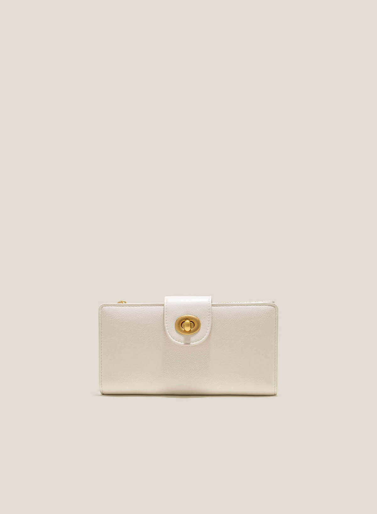 Buckle Flap Clutch - WLL 0266 - Cream - VASCARA