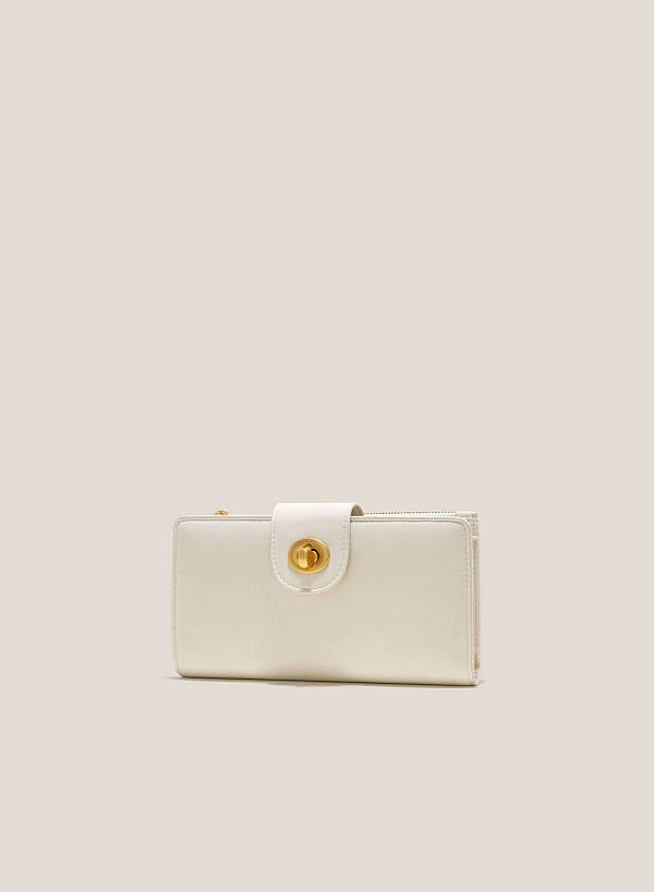 Buckle Flap Clutch - WLL 0266 - Cream - VASCARA