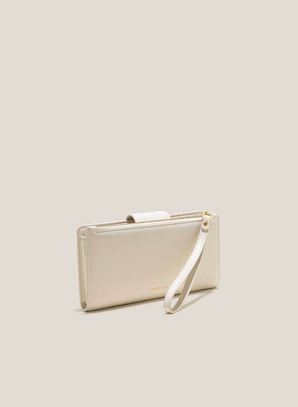 Buckle Flap Clutch - WLL 0266 - Cream - VASCARA