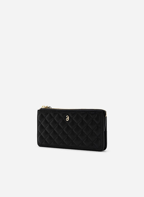 Chain Handle Quilted Clutch - WLL 0262 - Black - VASCARA