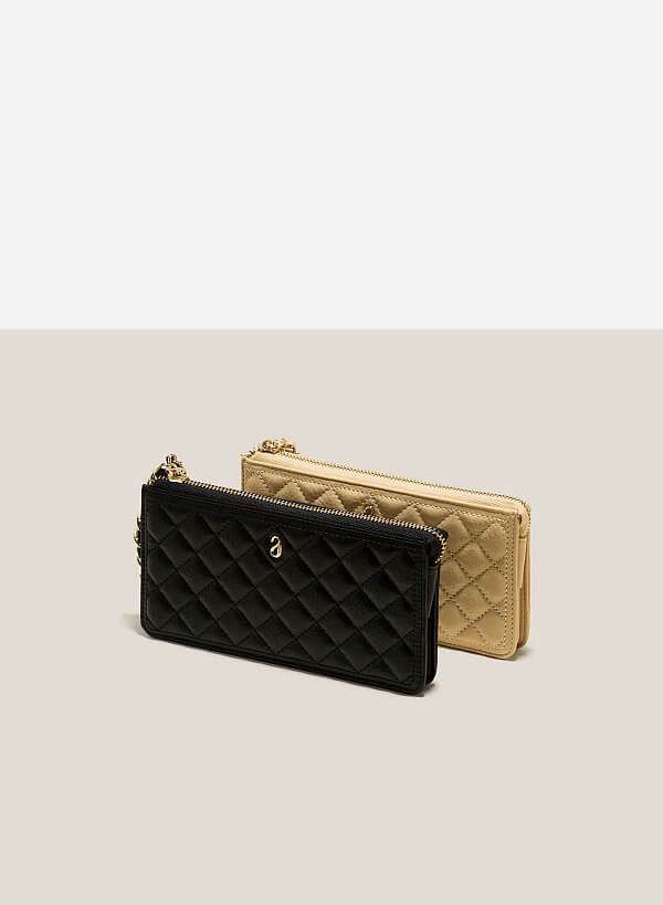 Chain Handle Quilted Clutch - WLL 0262 - Black - VASCARA