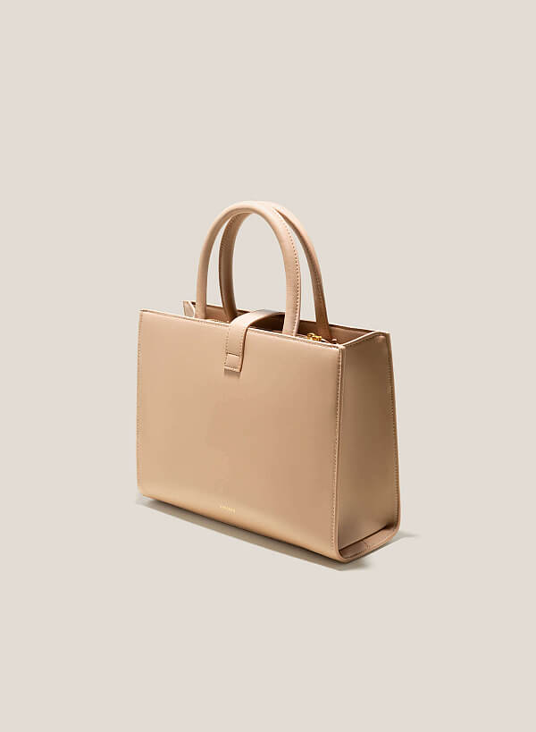 Croc-Effect Tote Bag - TTE 0105 - Beige - VASCARA