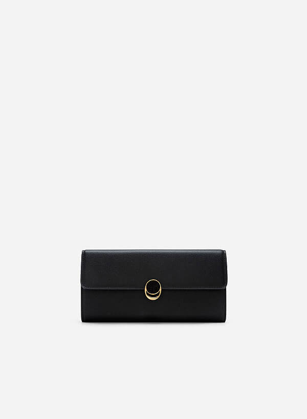 Faux Fur Lock Décor Clutch - WLL 0263 - Black - VASCARA