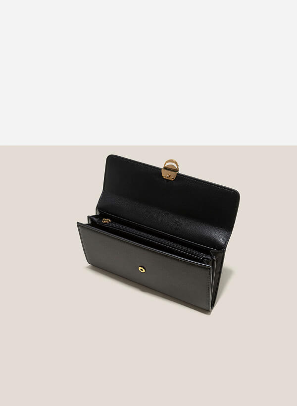 Faux Fur Lock Décor Clutch - WLL 0263 - Black - VASCARA