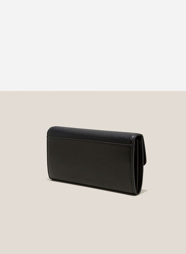 Faux Fur Lock Décor Clutch - WLL 0263 - Black - VASCARA