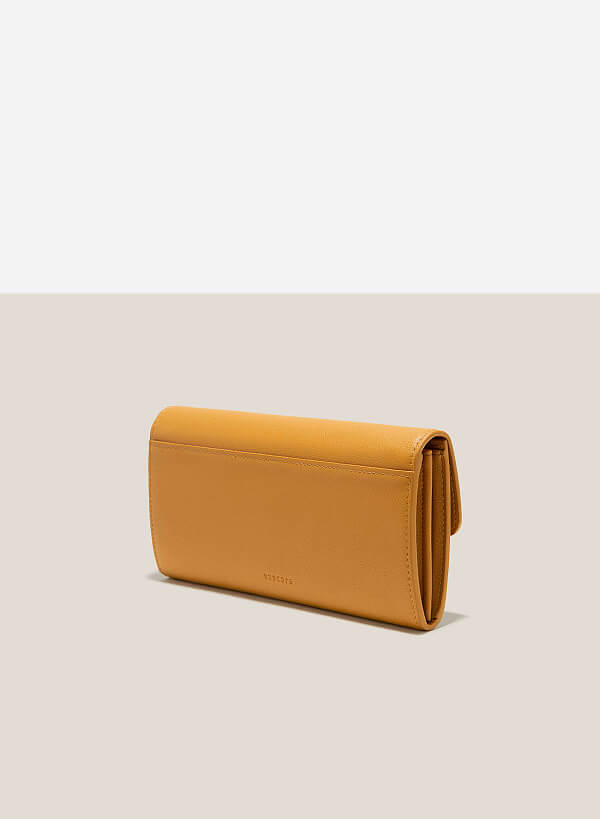 Faux Fur Lock Décor Clutch - WLL 0263 - Yellow - VASCARA