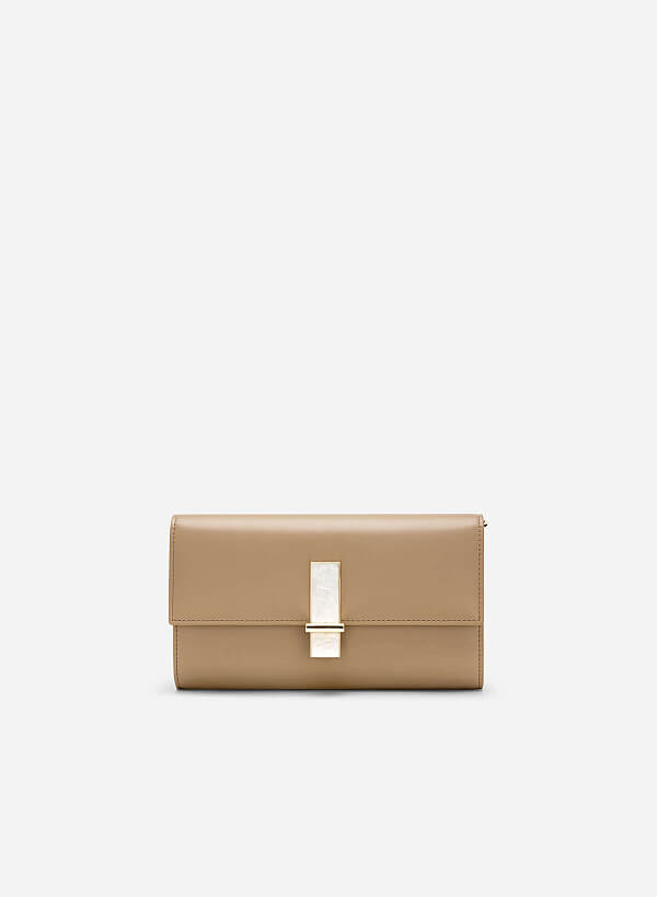 View more item Stone Décor Lock Clutch - CLT 0115 - Beige