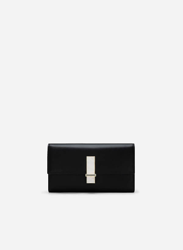 View more item Stone Décor Lock Clutch - CLT 0115 - Black