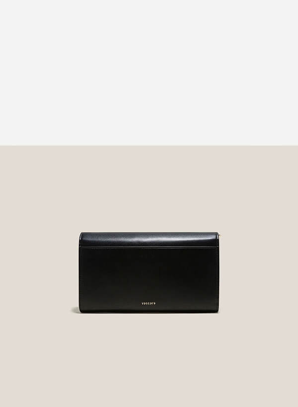 Stone Décor Lock Clutch - CLT 0115 - Black - VASCARA