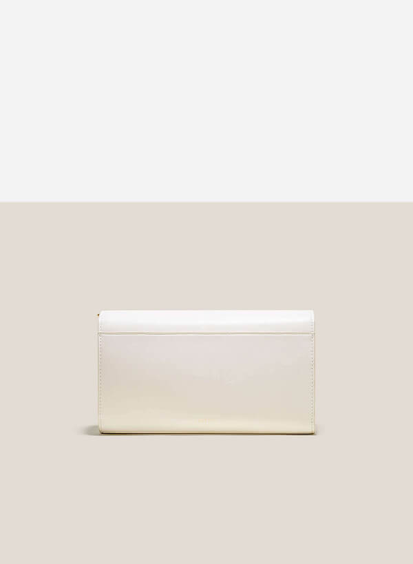 Stone Décor Lock Clutch - CLT 0115 - Cream - VASCARA
