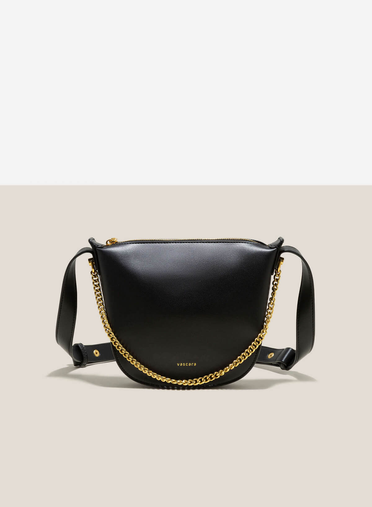 Chain Décor Soft-Sided Crossbody Bag - MES 0216 - Black | VASCARA