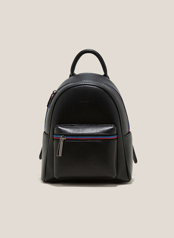 Croc-Effect Mini Backpack - BAK 0185 - Black