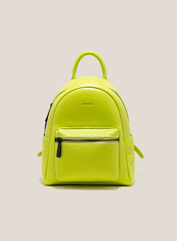 Croc-Effect Mini Backpack - BAK 0185 - Light Green - VASCARA