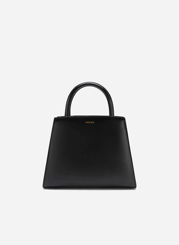 Double-Handled Geometric Tote Bag - TTE 0112 - Black