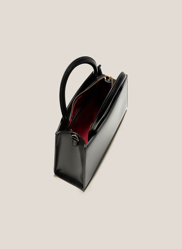 Double-Handled Geometric Tote Bag - TTE 0112 - Black - VASCARA