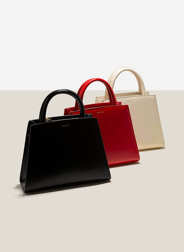 Double-Handled Geometric Tote Bag - TTE 0112 - Black - VASCARA