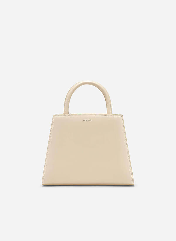 Double-Handled Geometric Tote Bag - TTE 0112 - Cream - VASCARA