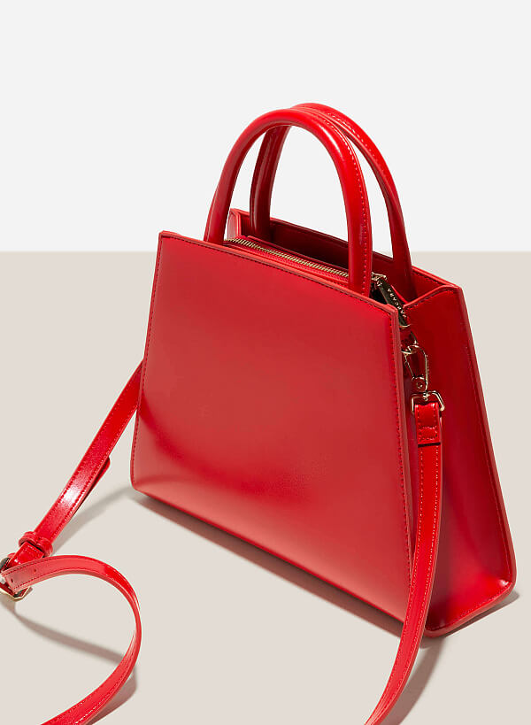 Double-Handled Geometric Tote Bag - TTE 0112 - Red - VASCARA